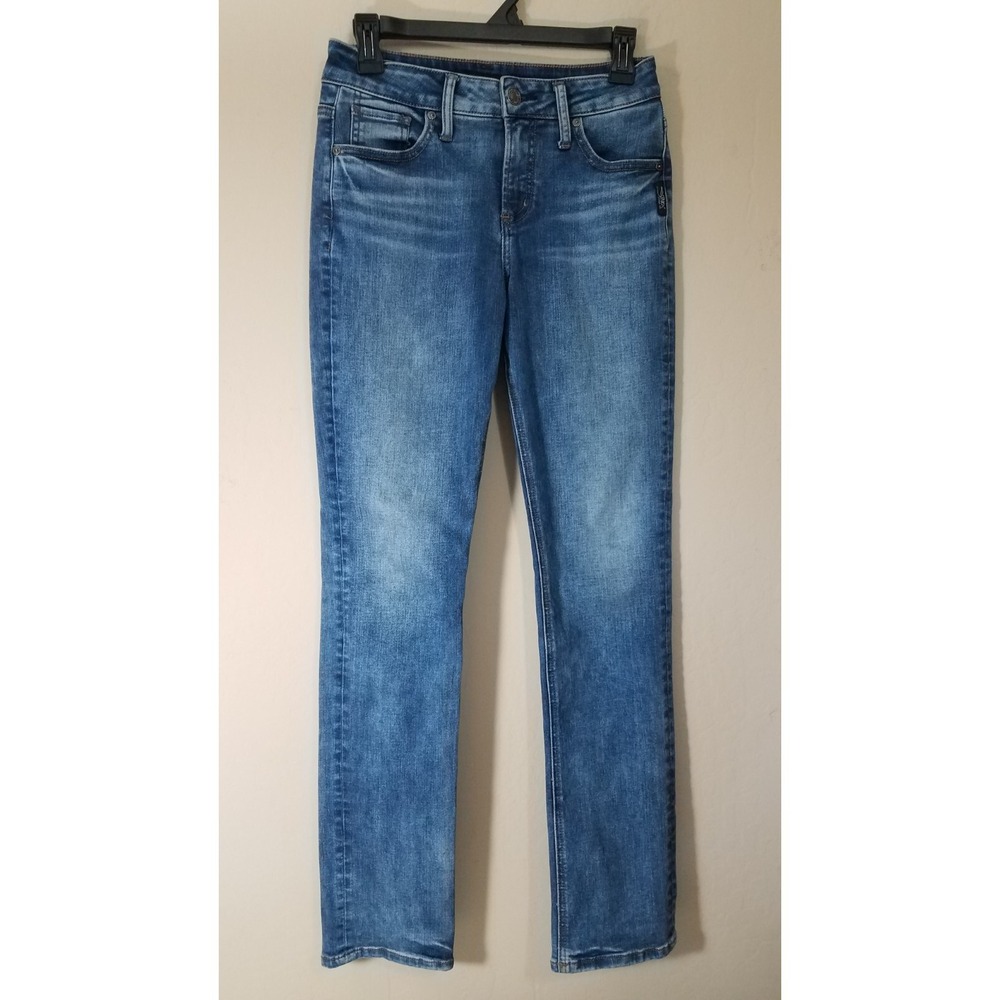 Silver Jeans Avery Straight Women W26 L31 Blue Denim Mid Rise Stretch Pants